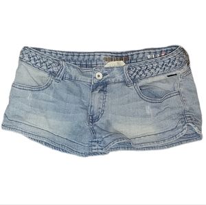 Billabong Gday Mate light Blue Jeans rope waist shorts 5 vintage